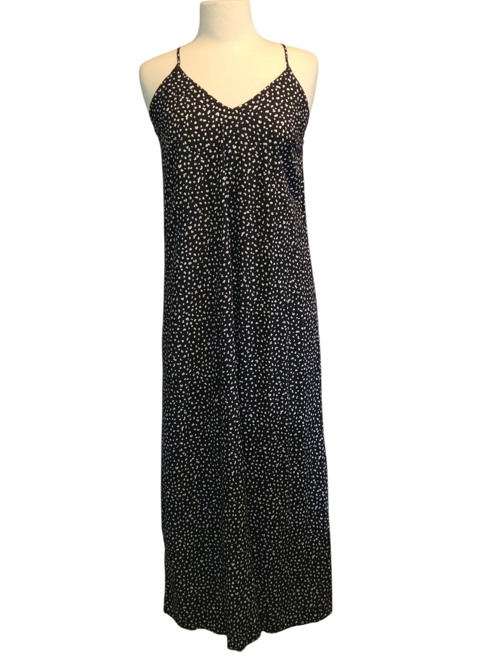 Old Navy Black & White Abstract Print Maxi Slip Dress Size Medium